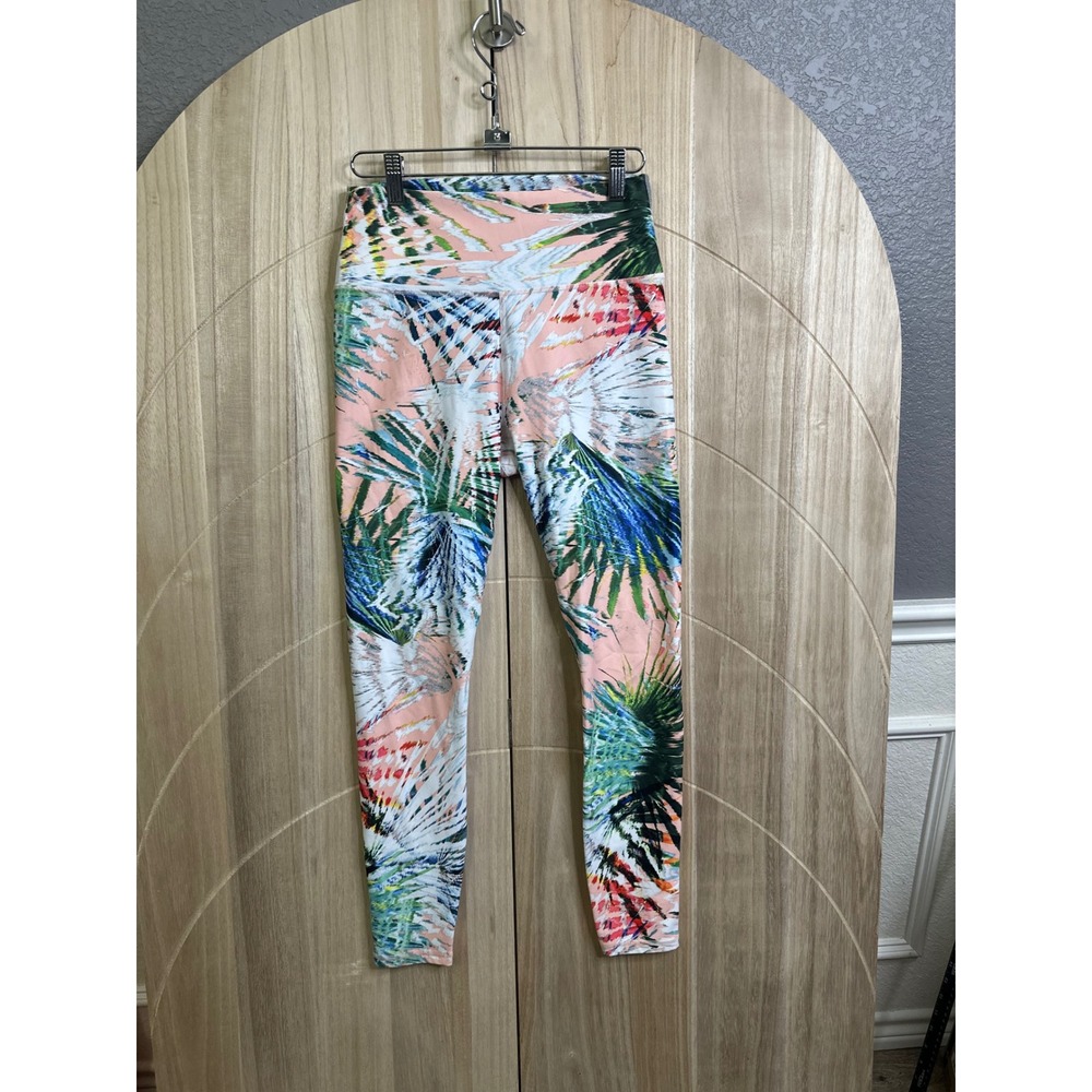 Fabletics High Waisted‎ Tropical Palm Print Athletic Leggings size small